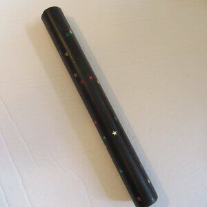 8" Flat sheet Bees Wax Candle. Black w/ Colourful Stars, Organic